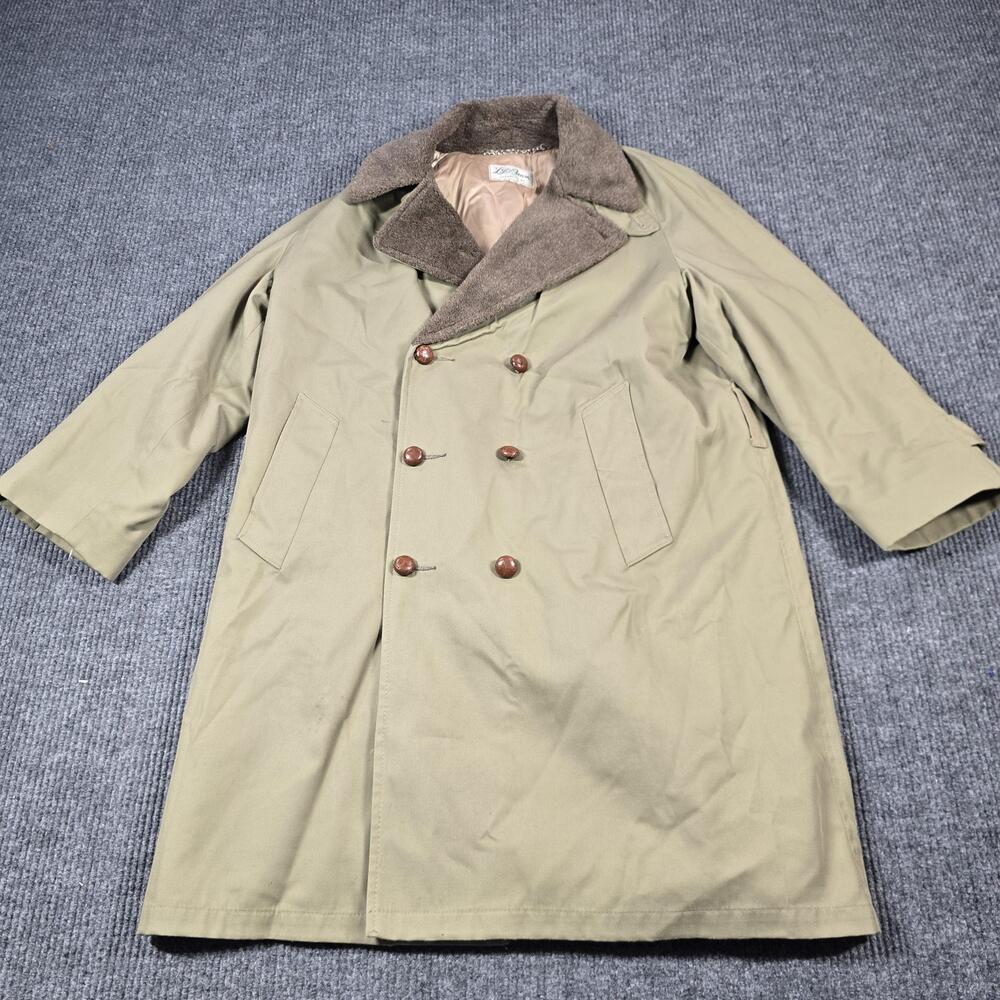 Vintage L.L. Bean Coat Mens 46 Double Breasted Pile Lined Canvas Sherpa Collar